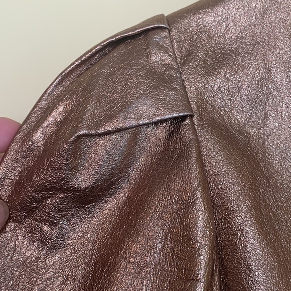 Carla New York | Vintage Rose Gold Leather Open Front Lined Lightweight Jacket 6 - Picture 16 of 17